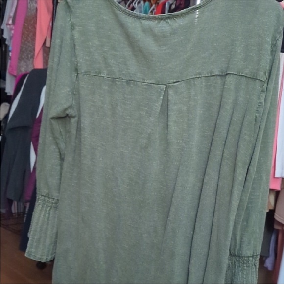 Style & Co. Olive Green Boho Blouse with Embroidered Details - Picture 2 of 3